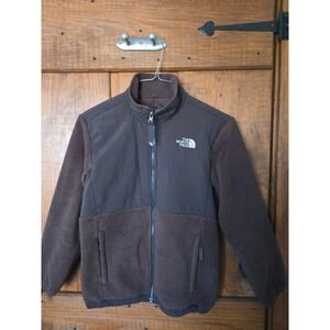 THE NORTH FACE - Girls Fleece Jacket Brown Full Zip - Size L - Outdoor
